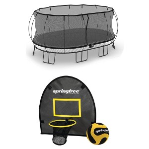 Springfree Trampoline 12' x 19' Jumbo Oval Trampoline and Outdoor Basketball Hoop FlexrHoop Accessory Attachment with Adjustable Backboard, Black - 1 of 4