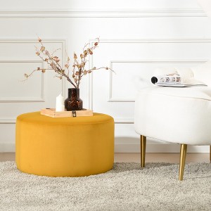 KINWELL Round Upholstered Pouf Ottoman Footrest - 1 of 4