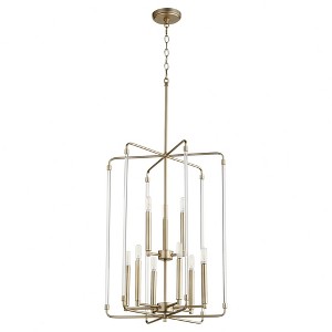 Quorum Lighting Optic 9-Light 2-Tier Entry Pendant, Aged Brass, 20W x 28H - 1 of 1