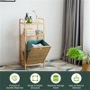 Angel Sar Bamboo Bathroom Shelf with Tilt-out Laundry Hamper, 2-in-1 Storage Organizer with 2 Shelves, Natural - 4 of 4