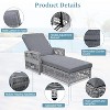 Outdoor Long Reclining Chaise, Wicker Lounge with Armrests, Patio Adjustable Recliner with Soft Removable Cushions Gray - 2 of 4