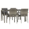 vidaXL 5 Piece Patio Dining Set with Cushions Gray Poly Rattan - 59.1" Table Length 4 Chairs - 3 of 4