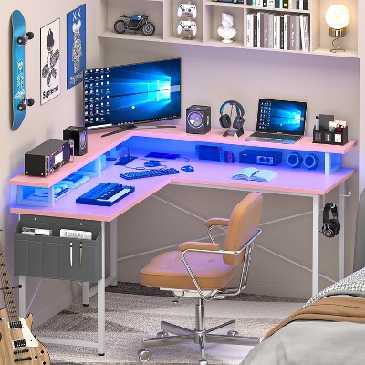Aheaplus L Shaped Computer Desk with USP Port and Power Outlet