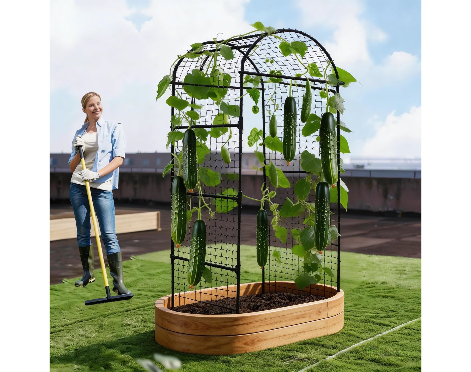 Heavy-Duty Garden Arch Trellis for Raised Beds – Rust-Resistant Vertical Plant Support – Ideal for Cucumbers, Melons, Grapes, Roses
