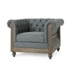 39" Polyester Chesterfield-Inspired Club Chair with Scrolled Arms - 4 of 4