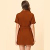 Allegra K Women's Solid Double-Breasted Turn-Down Collar Casual Work Belted Dress - 4 of 4