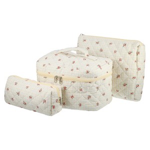 Unique Bargains Women's Cotton Quilted Makeup Bags 3 Pcs - 1 of 4