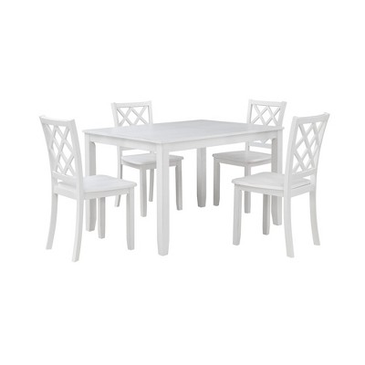 New Classic Furniture,Trellis 5 Pc Dining Set, Table & 4 Chairs -  White