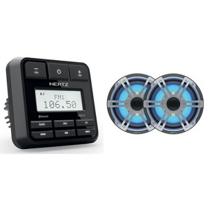 Hertz Marine HMR-15 Receiver and (1 Pair ) HEX Series HEX-65-S-LD-G 6.5" 4-Ohm Marine Coax Set with RGB LEDs - 1 of 4
