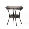Osparple Round Patio Table,Wicker Outdoor Dining Table with Tempered Glass Tabletop and Open Shelf for 2/4,Brown - 2 of 4