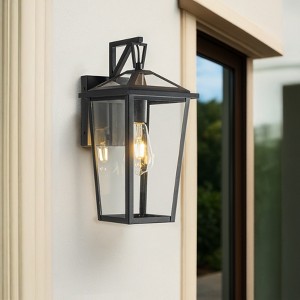 ALOADECOR Classic Outdoor Wall Lantern Matte Black Wall Sconce with Clear Tempered Glass Open Bottom Wall Mount Light Fixture for Entryway - 1 of 4