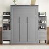 NicBex Full Size Murphy Bed Wooden Bed Frame Morden Hideaway Wall Bed with 2 Side Storage Shelf and 4 Drawers for Apartment - 3 of 4