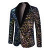 Cloudstyle Men's One Button Slim Fit Velvet Sequin Blazer Party Prom Dinner Jacket - 3 of 4