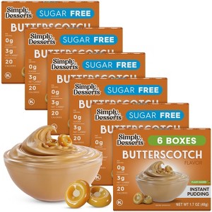 Simply Desserts Butterscotch Instant Pudding, Sugar-Free, 6-Pack – Healthy Dessert, Keto Snacks, Vegan & Diabetic-Friendly, Kosher, 1.7 Oz Ea - 1 of 4