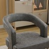 Kumasinova 25.79" W Modern Barrel Chair, Upholstered Accent Chair with Large Round Hollow Back, PU Fabric Armchair with Weathered Solid Wood Legs - 3 of 4