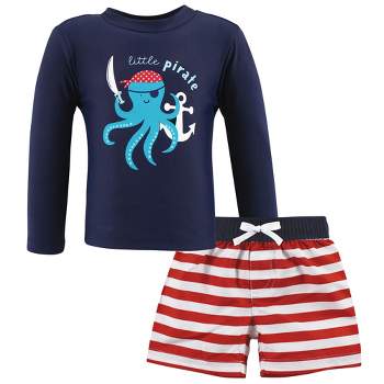 Hudson Baby Boys Swim Rashguard Set, Pirate Octopus