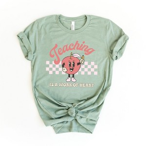 Simply Sage Market Women's Retro Teaching Is A Work Of Heart Short Sleeve Graphic Tee - 1 of 2