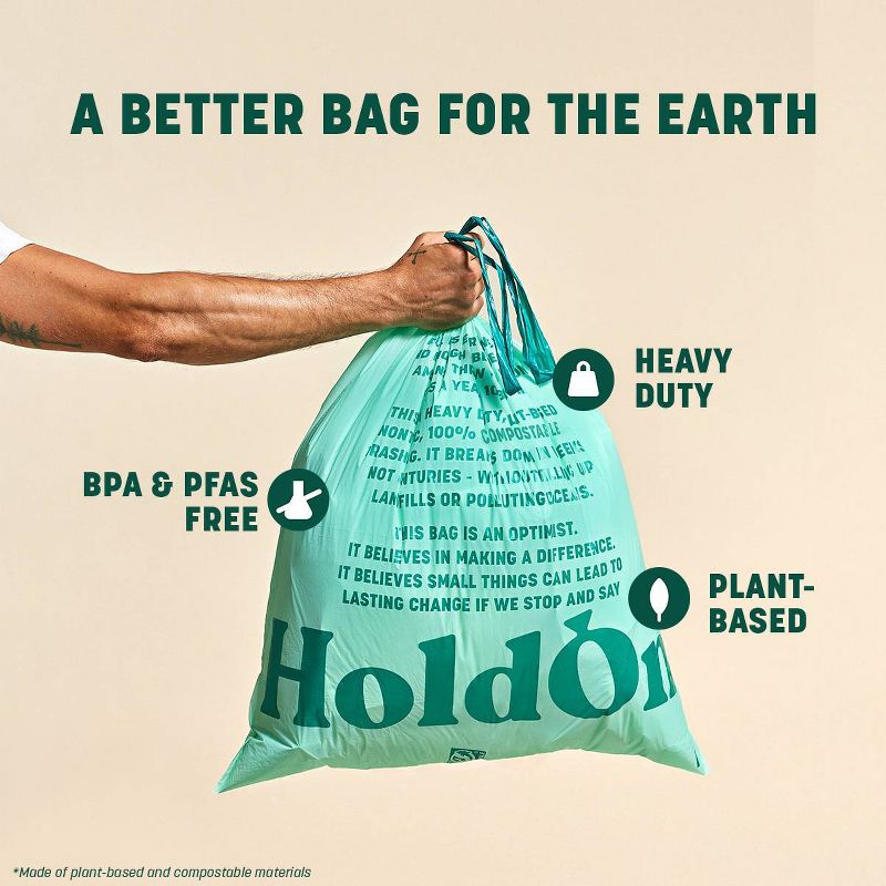 HoldOn Bags Compostable Tall Kitchen Trash Bags - 13 Gallon/25ct, 6 of 17