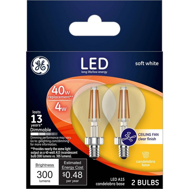 GE 2pk 40W LED Light Bulbs Clear, 1 of 4