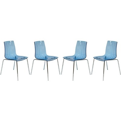 LeisureMod Ralph Modern Acrylic Dining Side Chair with Chrome Legs
