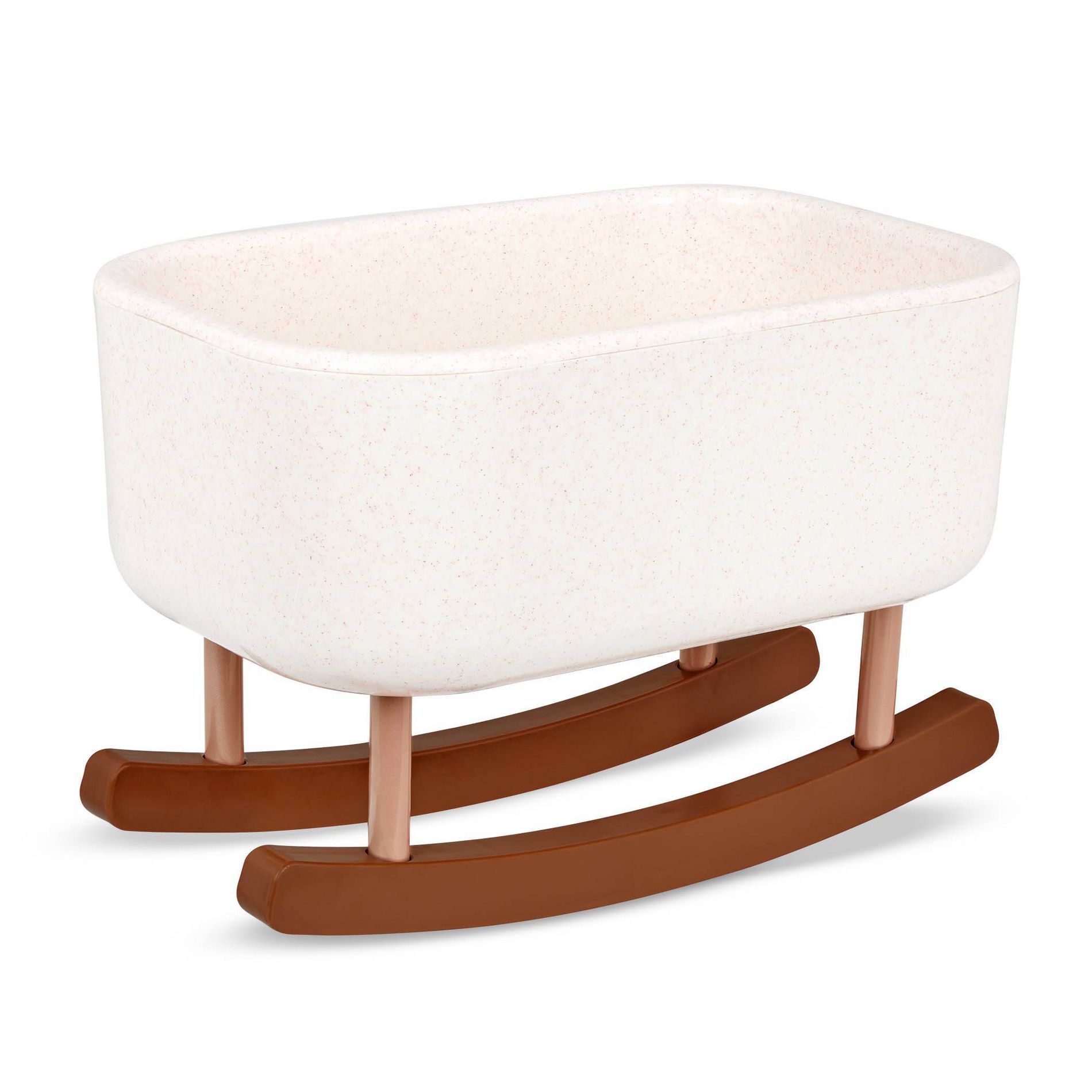 LullaBaby Doll Bassinet Rocking Cradle Accessory - Speckled White: Fits 14-Inch Dolls, Metal & Plastic, Baby & Infant Theme
