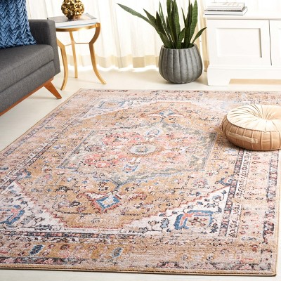 Gold and Beige Hand-Knotted Synthetic 4' x 6' Area Rug