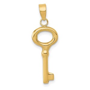 Black Bow Jewelry 14k Yellow Gold Round Top Key Pendant, 10mm - 1 of 4