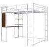 Okak 79.5IN Full Size Metal Loft Bed with 2 Ladders, Bed Frames With Desk, 2 Shelves and Safety Guardrails, Bunk Bed for Bedroom, Dormitory - 4 of 4