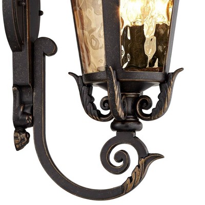 Marseille Rustic Bronze 21.5" Outdoor Wall Light with Champagne Hammered Glass