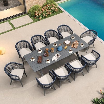 PURPLE LEAF Patio Dining Set All-Weather Wicker Aluminium Outdoor Table and Chairs Set for Backyard Decor Kitchen Modern Furniture Set