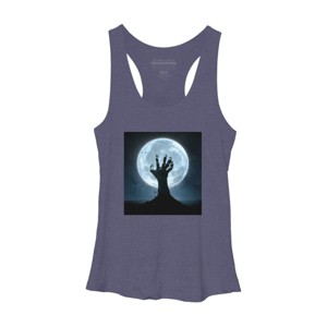 Women's Design By Humans Halloween! Zombie Hand Reaching from Grave T-Shirt By EBCD Racerback Tank Top - 1 of 3