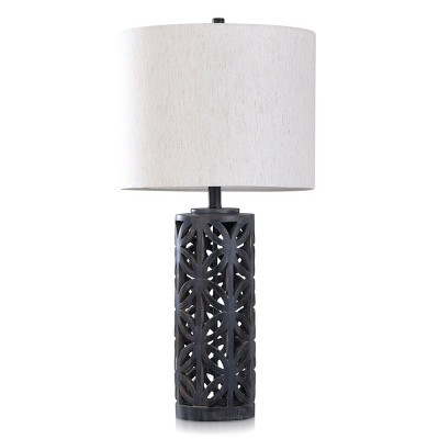 Aasha Malta Ceramic Table Lamp with Heathered Oatmeal Fabric Shade Black - StyleCraft