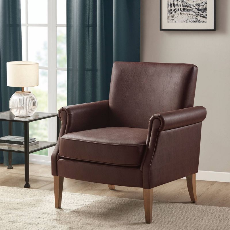 Bernay Faux Leather Accent Arm Chair Brown - Madison Park, 2 of 11