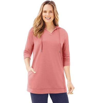 Catherines Women's Plus Size Cloud Knit French Terry Classic Hoodie Tunic