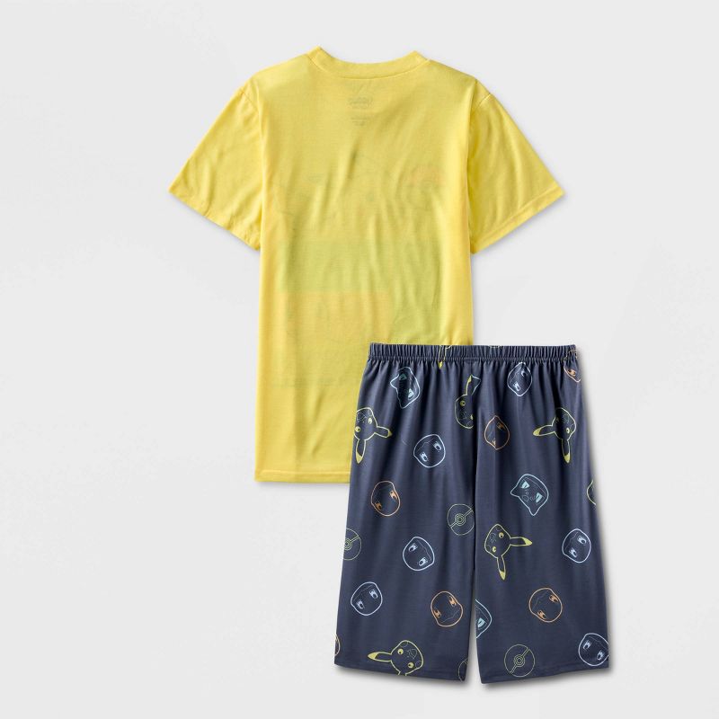 Boys&#39; Pokemon 2pc Short Sleeve Top and Shorts Pajama Set - Yellow/Navy Blue, 2 of 4