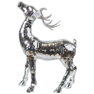 Northlight Mirrored and Glittered Standing Deer Christmas Figure - 19" - Silver - 1 of 4