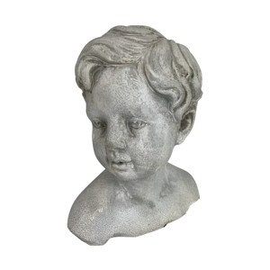 Slickblue Hand Cast Cement Statue, Little Boy Figurine, Indoor/Outdoor Decor, Natural, 6.3"x4.7"x7.7" - 1 of 3