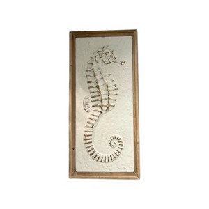 Slickblue Marine Life Wall Decor, Wood-Framed Coastal Relief Wall Art, Seahorse or Lobster Design, 12.2"x25.6" - 1 of 3