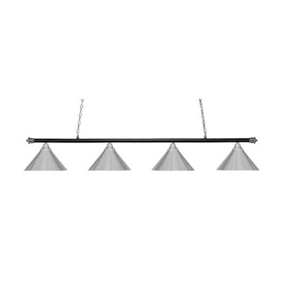 Toltec Lighting Oxford 4 - Light Island Pendant Light in  Chrome/Matte Black with 14” Chrome Cone Metal Shade  Shade