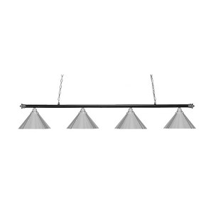 Toltec Lighting Oxford 4 - Light Island Pendant Light in  Chrome/Matte Black with 14” Chrome Cone Metal Shade  Shade - 1 of 1