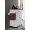 HomeStock  Kitchen Island with Spice Rack, Towel Rack & Drawer, White with Beech Top, 15.5 x 35.5-44.9 x 35.2 inches - 3 of 4