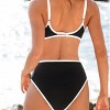 Women's Black Triangle Top Bikini Sets with White Trim- Cupshe - 2 of 3