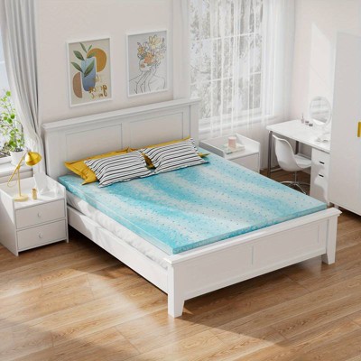 3 Inch Twin Memory Foam Mattress Topper, Cooling Gel Infused Mattress Pad, Ventilated Bed Topper for Pressure Relief, Dorm Room Essentials, Blue