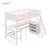 High Loft Bed with U-Shaped Desk, WoodLoft Bed Frame with Drawers and Storage Shelves - 2 of 4