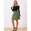 INSPIRE CHIC Women's High Waist A-Line Flared Pleated Above Knee Denim Skirt - 2 of 4
