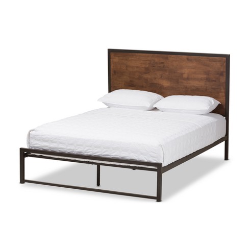 Santa Rustic Industrial Finished Metal And Wood Platform Full Bed Brown Baxton Studio Target