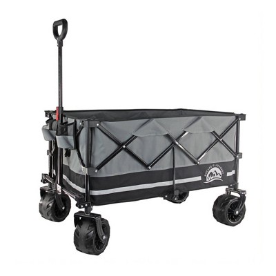 Maxwell Outdoors Nature's Journey Collapsible Folding Outdoor Utility Cart Camping Wagon with Large Storage Volume & More Silence Wheels, Black/Grey