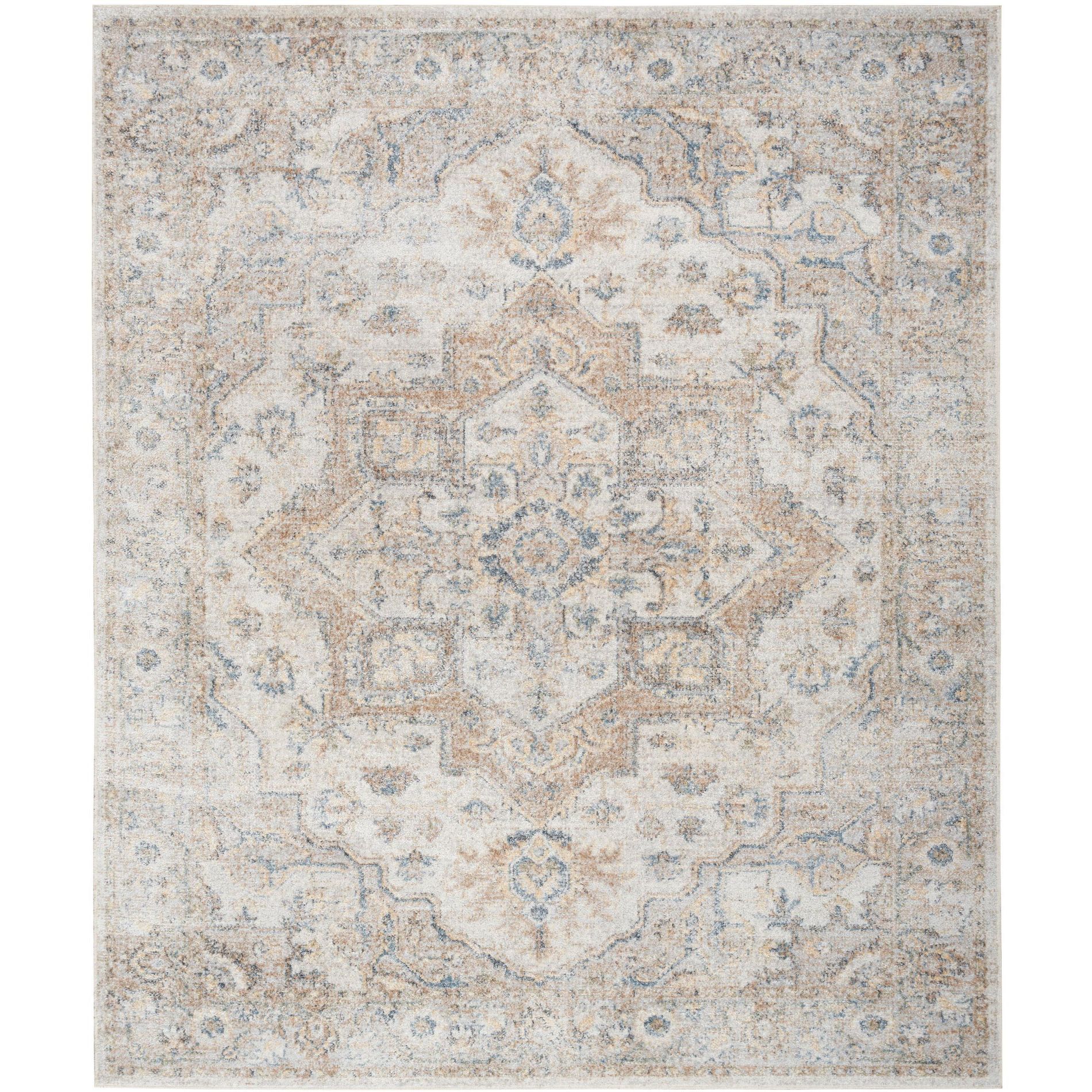 Nourison Astra Machine Washable 9' x 12' Silver Grey Vintage Indoor Flatweave Rug