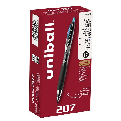 uni-ball uniball 207 Retractable Gel Pens Bold Point 1.0mm Blue Ink Dozen (1790896)
