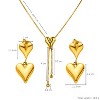 Women's Gold - Toned Titanium Steel Necklace and Earrings Set - Modern Heart Design - 4 of 4